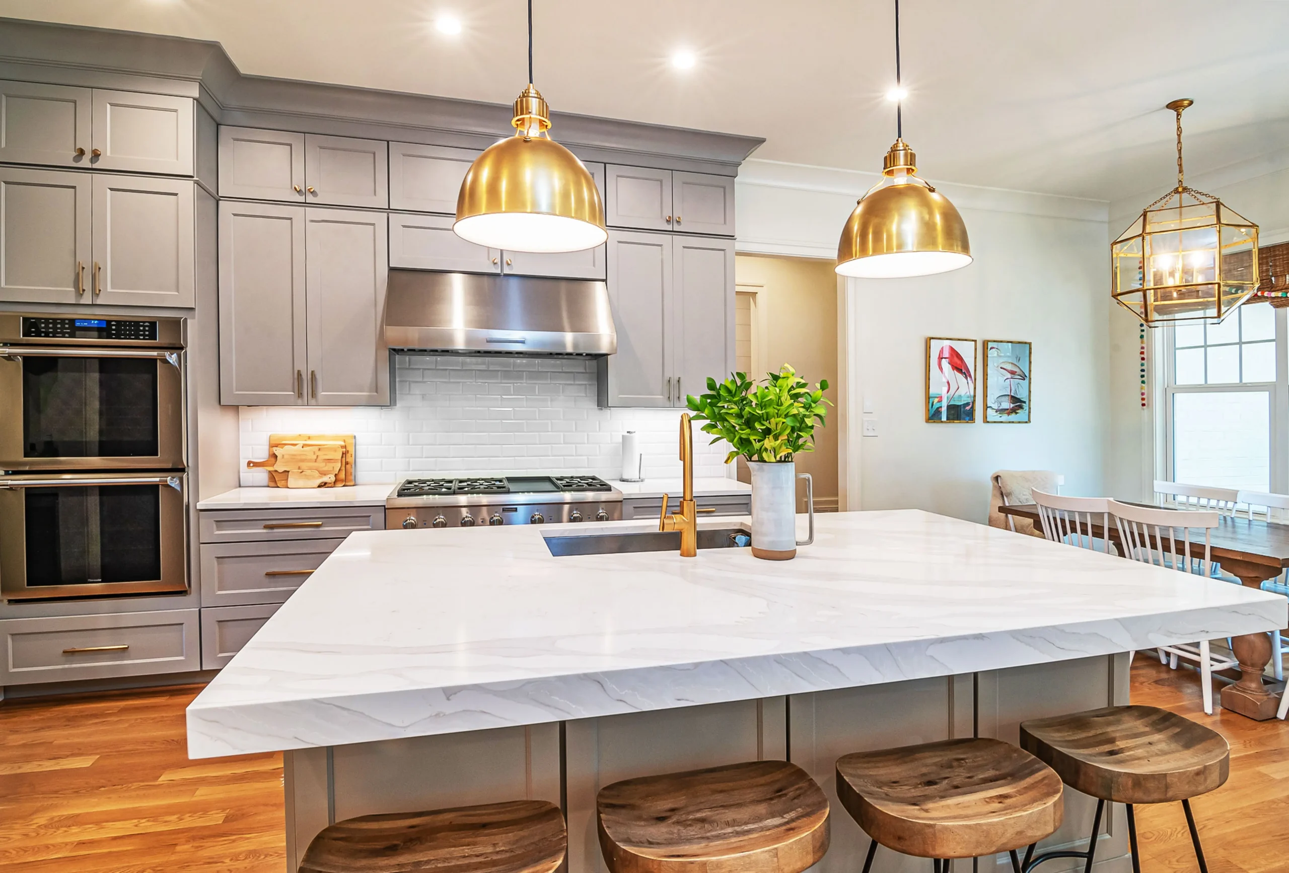 Kitchen island with seating and storage in a Bay Area kitchen remodel